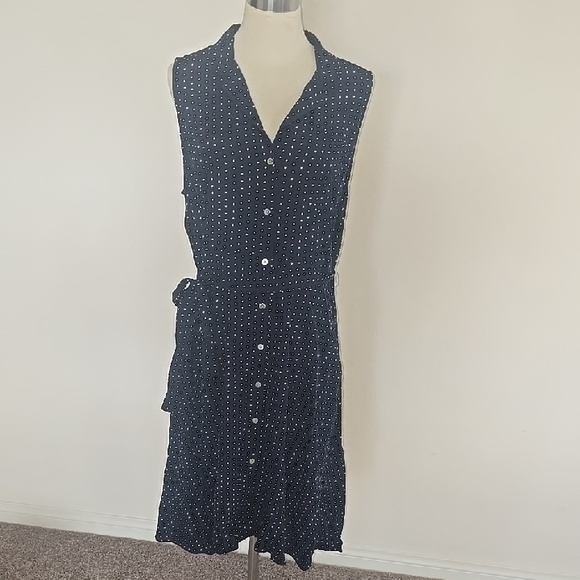 Sleeveless Blue Polka Dot Dress - Picture 1 of 6